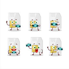 Poster - Photographer profession emoticon with sim card cartoon character