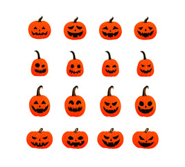 jack-o-lantern, Halloween, set of pumpkin illustrations