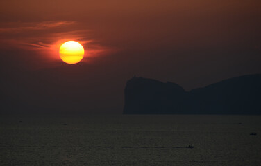 Wall Mural - sunset over capo caccia, alghero, sardinia, italy