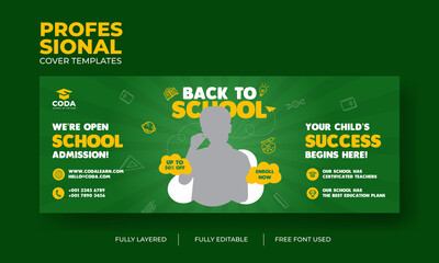 Back to School Admission Promotion for Facebook timeline cover & web banner template