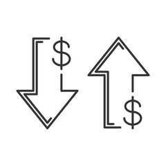 Wall Mural - Concept of increase and fall rate of the dollar.