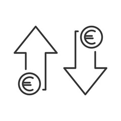 Wall Mural - Concept of increase and fall rate of the Euro.