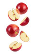 © kolesnikovserg - falling Red apple slices isolated on white background,