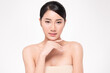 © kitthanes  - Beautiful young asian woman with clean fresh skin on white background, Face care, Facial treatment, Cosmetology, beauty and spa, Asian women portrait