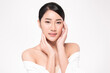© kitthanes  - Beautiful young asian woman with clean fresh skin on white background, Face care, Facial treatment, Cosmetology, beauty and spa, Asian women portrait
