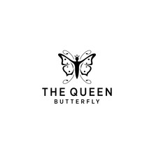 Illustration Abstract Creative Beauty  Butterfly With Crown Queen Logo Design Template