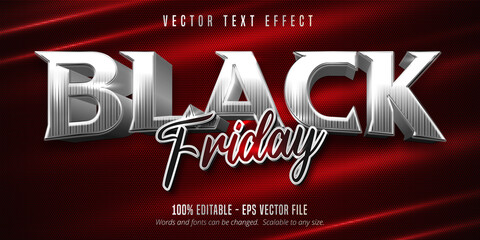 Sticker - Black friday text, silver style editable text effect