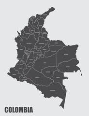 Wall Mural - Colombia departments map