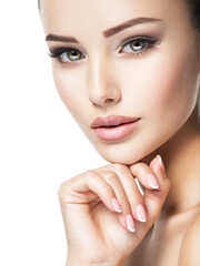 Wall Mural - beautiful face of young woman with health fresh skin