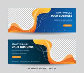 Wall Mural - Business Web Banner Template with blue gradient color background