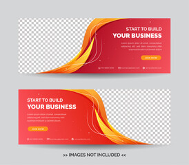 Wall Mural - Business Web Banner Template with orange and pink gradient color background