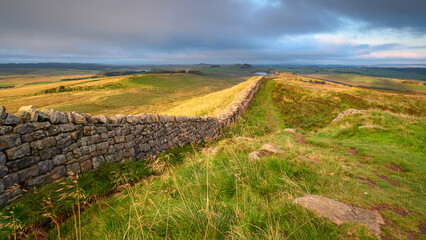 Sticker - Hadrians Wall on Winshield Crags, is a UNESCO World Heritage Site in the beautiful Northumberland National Park, popular with walkers along the Hadrian's Wall Path and Pennine Way