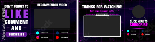 Fotomural Youtube End Screen with purple design and purple lines