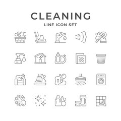 Set line icons of cleaning