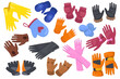 © PCH.Vector - Different gloves flat illustration set. Cartoon protective pair of mittens, mitts for hands on white background isolated vector illustration collection. Winter accessories and design concept