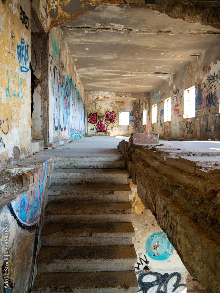 Abandoned building without windows. it was an old barracks. Stock Photo ...