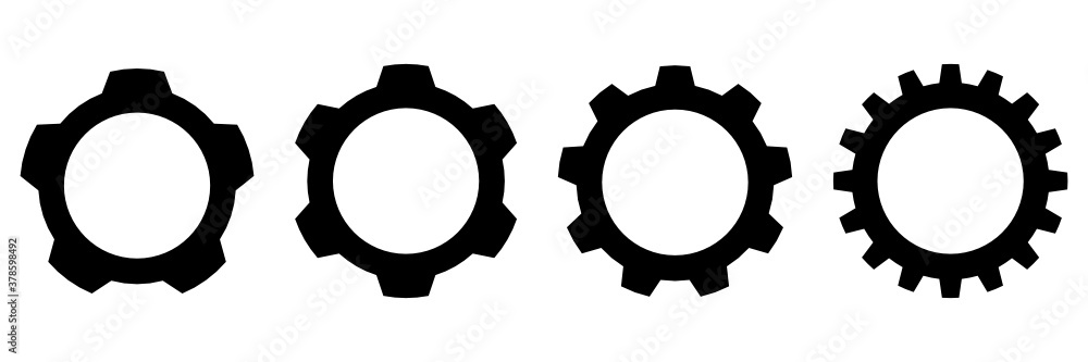 Set of Black gear wheel icons Stock Vector | Adobe Stock
