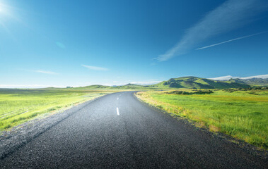 Wall Mural - road in summer sunny iceland