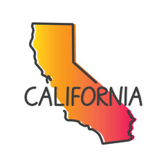 Sticker - outline of California map- vector illustration