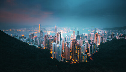 Fototapete - Hong kong from the Victoria peak