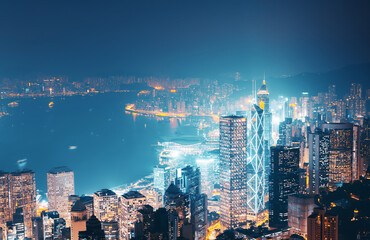 Fototapete - Hong kong from the Victoria peak