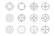 Aim, target, crosshair, sight, scope illustration. Set of linear icons. Periscope. Sniper rifle aim. Vector collection