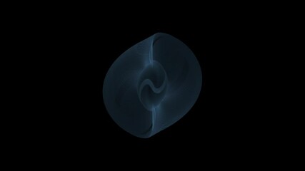 Wall Mural - Animation of blue wire framed holographic sphere with various rotations and transformations in space trough time.