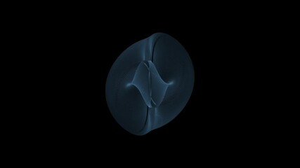 Wall Mural - Animation of blue wire framed holographic sphere with various rotations and transformations in space trough time.