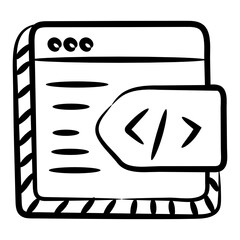 
Programming icon in doodle style, web coding in editable style 
