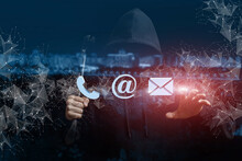 Concept Of A Hacker Attack On Contact Information On The Internet.