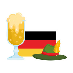 Canvas Print - oktoberfest festival, german flag hat and beer, celebration germany traditional