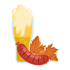 Canvas Print - oktoberfest festival, sausage and beer leaf autumn, celebration germany traditional