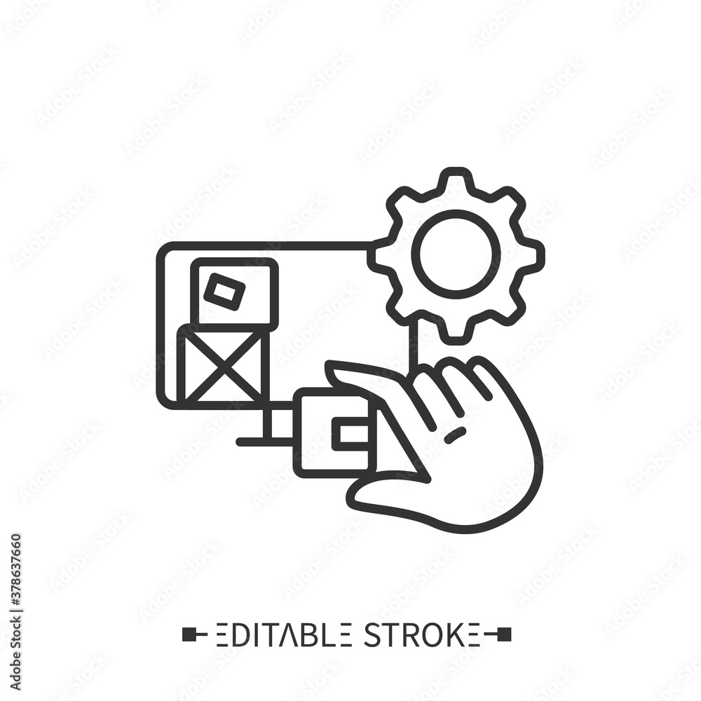 Inventory management line icon. Inventory control software ...