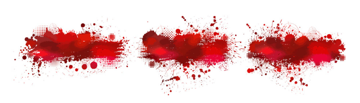 set red bloody stain. vector illustration