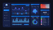 © ZinetroN - Online Payment or Credit cards site. Infographic template admin dashboard. Simple blue design of interface, admin panel with graphs, chart diagrams. Vector abstract modern web UI/UX design