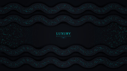 Abstract dark blue luxury background. Beautiful glitter light with futuristic glitter dots. Luxury and modern paper cover background for use banner.