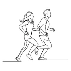 continuous one line drawing of athlete running