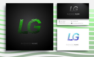 initial letter logo LG colored green and blue with striped set, Vector logo design template elements for your business or company identity