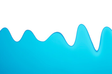 Wall Mural - Blue water splashs wave surface with bubbles of air on white background.