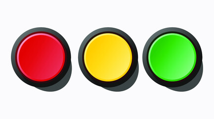 vector start and stop button, red button, yellow button, green button