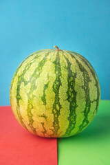 Poster - green watermelon on colorful background