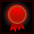 Vector red award badge with glossy design. To see the other vector rosette illustrations , please check Badge and Label collection.