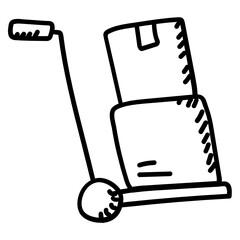 Poster - 
Doodle design of luggage cart icon
