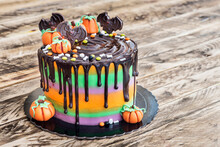Cake For Halloween With Chocolate