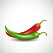 red and green chilly isolated white background