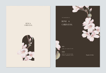 Wall Mural - Floral wedding invitation card template design, Somei Yoshino sakura flowers