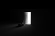 © aleciccotelli - woman silhouette sitting front of a lighting door