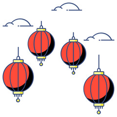 Wall Mural - A vector of lantern festival in style 