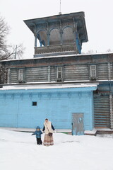 Wall Mural - Old traditional national wooden house (