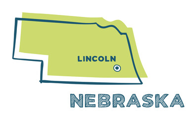 Wall Mural - Doodle vector map of Nebraska state of USA